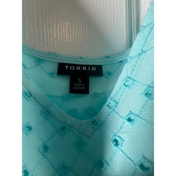 Torrid Sophie Embroidered Eyelet Swing Cami • Aqua Blue • Size 5X - Picture 2 of 10